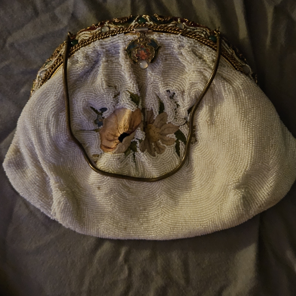 Lady's Vintage 1930's by Whiting&Davis Beaded Point de Beauvais Embroidered